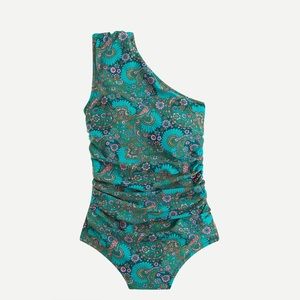 J Crew Eco Ruched Single Shoulder Floral Paisley Swim Suit SOLD OUT | 6 NWT